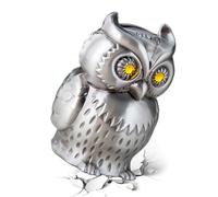 Money Jar - Metal Owl Shape Saving Holder for Daily Allowance Tracking, Decorative Coin Storage with Wide Opening Function, Change Container for Desk Display and Home Organization, 7 Inch