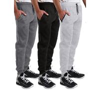 MONEY JONES ESSENTIALS Sweatpants for Men 3 Pack Joggers - Men's Athletic Sweatpants with Pockets & Zipper, Dark Grey/Light Grey/Black, Medium