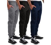 MONEY JONES ESSENTIALS Sweatpants for Men 3 Pack Joggers - Men's Athletic Sweatpants with Pockets & Zipper, Dark Grey/Navy/Black, Large