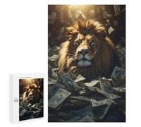 Money Lion Rich Dollars - Decorative Wooden Puzzle, 1000 PCS, Mindful Gift for Adults - for Shared Table Time