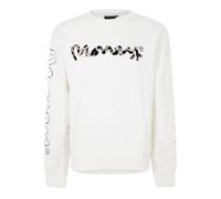 Money Mens Cheetah Crew Long Sleeve Cotton Sweater White S