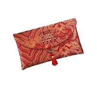 Money Pocket with Tassel, Cloth Red Lucky Money Bag Embroidery Blessing Words Red Envelope with Tassel for Spring Festival Party Gifts(Style 6)