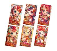 Money Pockets, Festive Paper Hong Bao, Chinese New Year Celebration Accessory, Horse Design, Textured Finish, Birthday Festival Cash Container, Family Friends Boys Girls Use, Traditional