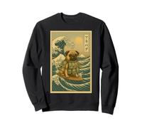Money Puggy Great Wave Off Kanagawa - Dog Pug Brainrot Meme Sweatshirt