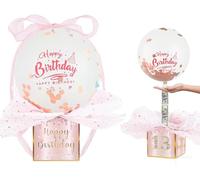 Money Pull out Gift Box Pink Birthday Gifts Money Balloon Box for Cash Gifts Funny Money Pull Out Balloon Box Surprise Box Birthday Gifts for Women Girls Best Friend Girlfriend Wife Sister