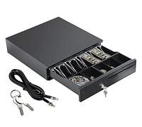 Money Register Cash Drawer with 5 Bills 5 Coins Removable Tray, Cash Till Drawer, Safe Key Lockable Cash Register Drawer, Auto Manual Open, RJ11 Interface POS Receipt Printer Cash Register