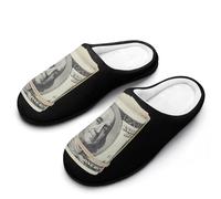 Money Roll 100 Hundred Dollar Men's House Slippers Memory Foam Washable Cotton Slip on Home Shoes