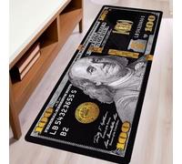 Money Rugs Hundred Dollar Bills Runner Rug for Hallway 100 Dollar Bill Throw Accent Area Rug Non-Slip Floor Carpet Washable Kitchen Rugs Indoor Doormat Entrance Door Mats for Entryway,Bedroom,Black