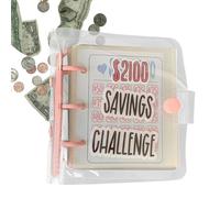Money Saving Binder, $2100 Budget Challenge Book, Cash Envelope Organizer, Portable Reusable Tracker, Zippered PU Cover, Pink Blue, for Women Teens Students Kids and More