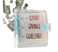 Money Saving Binder, $2100 Budget Challenge Book, Cash Envelope Organizer, Portable Reusable Tracker, Zippered PU Cover, Pink Blue, for Women Teens Students Kids and More