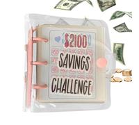 Money Saving Binder, Budget Challenge Tracker Book, Cash Envelope Organizer System, Financial Goal Planner Journal, Portable Savings Storage Wallet, $2100 Goal Set, for Women Children