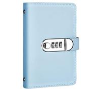 Money Saving Book with Lock 100 Envelopes Savings Challenge Book Cash Organizer with 50 Transparent Pages for Bills & Coin Secure PU Leather Budget Binder Blue
