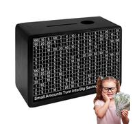 Money Saving Box - 10,000 Savings Challenge Box | Value Vault Countdown Money Boxes | Wooden Piggy Bank | Wood Money Cash Moned Far Case | Vaults for Birthday, Vacation