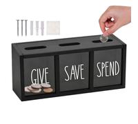 Money Saving Box for Kids Wooden Wall Mount Clear Window Organizer | Give Save Spend Money Saving Box for Boys Students Young Children Bedroom Study Dorm