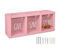 Money Saving Box for Kids Wooden Wall Mount Clear Window Organizer | Kids Money Coin Saving Jar Box for Boys Girls Pupils Young Children Bedroom Study Dorm Playroom