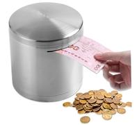 Money Saving Box Stainless Steel Money Box Unbreakable ＆ Unopenable Piggy Bank for Cash and Coin Saver Jar Help Budget and Save 5.9x5.9