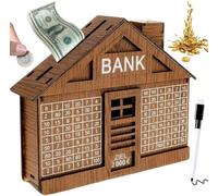 Money Saving Box, Wooden Money Box, 2000 Savings Challenge Box with Counter, Cash Money Challenge Box Target and Numbers for Adults Kids