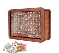 Money Saving Box, Wooden Savings Box for Adults, Money Saving Challenge Boxes with Numbers Tick Counter, Retro Reusable Cash Piggy Bank Boxes Coin Saver Jar Savings Goals, for Adults Kids