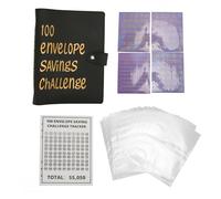 Money Saving Budget with Cash Envelope PU Leather A5 Organizer for Family Savings Challenge 100 Envelopes Stickers Included (Black)