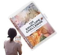 Money Saving Challenge - 9 Inch Savings Challenge Flipchart | Paper Pvc Binder - Wear Resistant Multi Functional Budget Tracker with Pen Holder Helps Build Financial Discipline for Home Use or Gifting