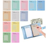 Money Saving Challenge Trackers - A6 Cash Budget Planner Sheets, 48pcs Savings Goal Cards Inserts For 6 Ring Binder Finance Tracking Cash Envelope Budget Control Money Management System