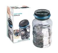 Money Saving Jar - 1.8 Litre Digital Coin Counter | Large Capacity Bank - Smart Money Box for Counting Currency GBP EUR USD with LCD Display 250 Pla