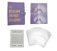 Money Saving PU Leather A5 Budget with 100 Cash Envelope for Kids Adults (Purple)