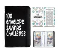 Money Saving Wallet, 100 Envelope Savings Challenge Book A6 with Cash Envelopes, PU Leather Budget Binder with Tracker Card for Couples Cash Budgeting
