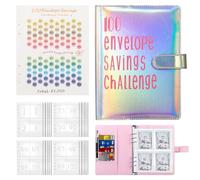 Money Saving Wallet, 100 Envelopes Saving Challenge or 52 Week Saving Challenge, Money Organiser Savings Binder A5 Budget Planner with Cash Envelopes (Sliver, 100 Day Money Saving)