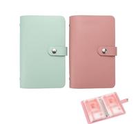 Money Saving Wallet, 2-Pack Cash Saving Binder with 100-Envelope Challenge System, Green and Pink Budget Binder for Financial Planning, Couples' Shared Goals and Office Savings Projects, Durable PU Le