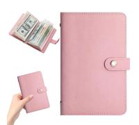 Money Saving Wallet, A6 18.5x12.5cm PU Cash Saving Binder, 100 Envelopes Saving Challenge, Money Wallets for Savings Book for Notes, Coins, Offices, Home and Couples (Pink)