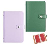 Money Saving Wallet,Cash Saving Binder, 2 Pcs Savings Book for Couples, Saving Notebook & Binder with 100 envelopes Saving Challenge, Money Wallets for Offices Home(Purple & Green)