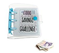 Money Savings Challenge Binder, Mini Saving Wallet with 25 Envelope Cash Book Easy and Fun Way to Save £1000 Reusable Budget Book for Budgeting, Personal Finance & Daily Saving Goals (Blue)