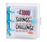 Money Savings Challenge Budget Binder Mini Money Saving Wallet with 25 Budget Book Envelopes Saving £1000 Reusable Portable Savings Book for Daily Saving Goals Personal Finance (Blue)