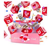 Money Surprise Gift Box, Pop Up Christmas Explosion Surprise Money Gift Boxes, Xmas Merry Christmas Explosion Surprise Gifts Boxes DIY Photo Folding Decorative Box(PINK-B-6PCS)