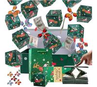 Money Surprise Gift Box, Pop Up Christmas Explosion Surprise Money Gift Boxes, Xmas Merry Christmas Explosion Surprise Gifts Boxes DIY Photo Folding Decorative Box(GREEN-18PCS)