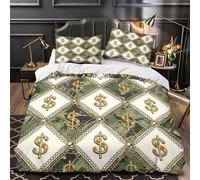 Money Symbols Comforter Cover 3D Print Premium 3-Piece Bedding Set Hidden Zipper Luxury Pattern Design Quilt Cover Super Soft Hypoallergenic for Adults Kids Girls Boys Women Teens King（220x240cm）