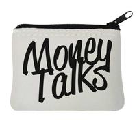 Money Talks Neoprene Coin Purse Pouch 10x11cm White