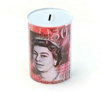 Money Tin Pound Note Design Kids Cash Saving Piggy Bank Box £5 £10 £20 £50 (£50 (Fifty Pounds))