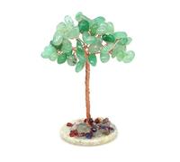 Money Tree Natural Crystal Healing Stone Base Aura Quartz Gemstone Copper Wire Wrapped Plant Crafts Feng Shui Home Decor Gifts(Green Aventurine,10PCS)