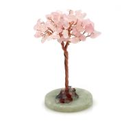 Money Tree Natural Crystal Healing Stone Base Aura Quartz Gemstone Copper Wire Wrapped Plant Crafts Feng Shui Home Decor Gifts(Rose Quartz,5PCS)