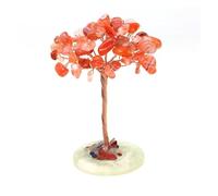 Money Tree Natural Crystal Healing Stone Base Aura Quartz Gemstone Copper Wire Wrapped Plant Crafts Feng Shui Home Decor Gifts(Red Agate,1PC)