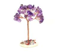Money Tree Natural Crystal Healing Stone Base Aura Quartz Gemstone Copper Wire Wrapped Plant Crafts Feng Shui Home Decor Gifts(Amethyst,10PCS)