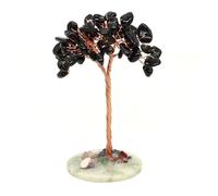 Money Tree Natural Crystal Healing Stone Base Aura Quartz Gemstone Copper Wire Wrapped Plant Crafts Feng Shui Home Decor Gifts(Black Obsidian,1PC)