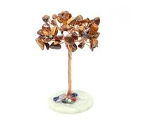 Money Tree Natural Crystal Healing Stone Base Aura Quartz Gemstone Copper Wire Wrapped Plant Crafts Feng Shui Home Decor Gifts(Tiger Eye,10PCS)