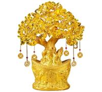 Money Tree Plant, Money Tree, Fortune Crystal Chinese Plant, Golden Feng Shui Decor to Manifest and Attract Wealth and Prosperity, Success, All Good Things