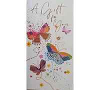 Money Wallet Gift Voucher Card With Envelope Pink Butterflies