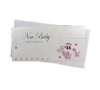 MONEY WALLET - New Baby, A Gift For You - PINK TOYS Handmade by White Cotton Cards (WBW19)