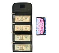 Money Wallet Organizer for Cash with 4 Zippered Pockets - Cash Bag with Dividers - Handy Currency Organizer - Money Holder for Bills, Coins, Foreign Currencies - Prism