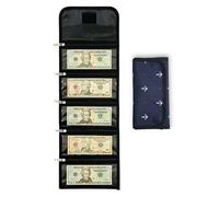 Money Wallet Organizer for Cash with 5 Zippered Pockets - Handy Currency Organizer & Cash Envelope Wallet - Ideal Money Holder for Bills, Coins, Foreign Currencies and Travel - Anchor